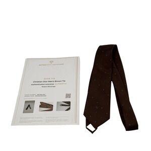 VINTAGE Christian Dior Men's Brown Tie Logo Silk Blend Designer‎ Necktie Italy